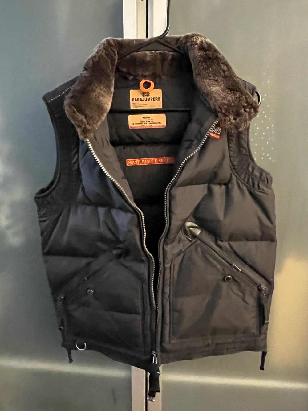 Parajumpers Black Quilted Puffer Vest with Faux Fur Collar